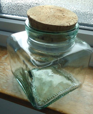 Large Square Decorative Glass Storage Jar with Cork Lid