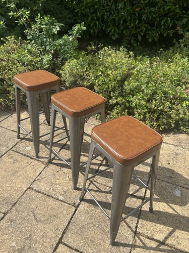 Tolix style bar stools with - 3,