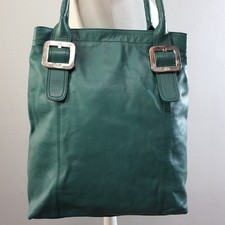 RI2K John Richmond Large Soft Leather Slouchy Hobo Bag Tote Shopper Logo Green