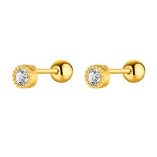 18K Gold Jewelry for Kids ZirconCubic Stud Earrings Child Girl Boy Birthday Gift
