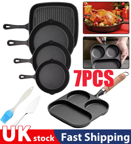7pc cast iron - cast, frying