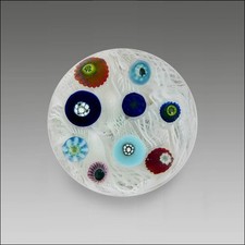 Vintage Strathearn Glass P22 millefiori on muslin mini glass paperweight