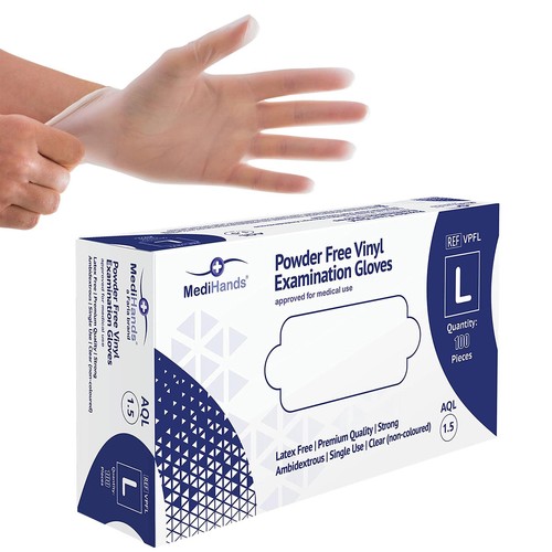 Medihands vinyl clear large - clear,