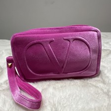 Valentino!  Beauty Pink Velvet Small Wristlet Pouch! VIP GWP Gift