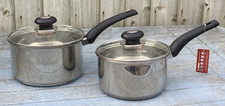 Set of 2 JUDGE BASICS Stainless Steel Saucepans + Lids - Suitable for ALL Hobs