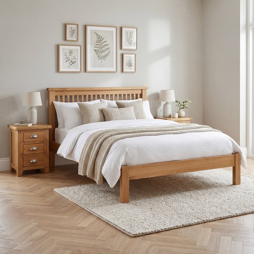 Solid oak double bed frame - solid,