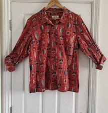 Women's Seasalt The Larissa Shirt Red/Navy Pattern, 100% Organic Cotton, UK 18