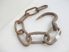 Large Vintage Iron Chain Hanger Old Antique Industrial Factory Docks 32" 2.3kg