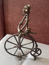Cast Iron Cyclist Nuts & Bolts Bicycle Man Sculpture Handmade Antique 10” Bike