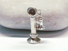 Sterling Silver 925 Candlestick Telephone Bracelet Charm Vintage Old Phone Gift