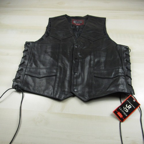 Leather vest mens large - leather,