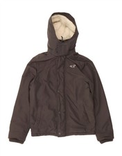 HOLLISTER Mens Sherpa Hooded Windbreaker Jacket UK 38 Medium Grey CC15
