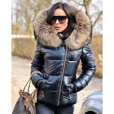 Warm Women's Winter Quilted Padded Parka Waterproof Short Fur Hooded Coat Jacket