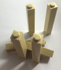 6 x Lego Pillar Brick, 1 x 1 x 5, Garage, House, Part 2453b, City - Light Tan