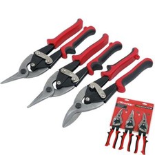 Neilsen 3pc Aviation Straight Cut Shears Metal Cutting Soft Grip Tin Snips Set