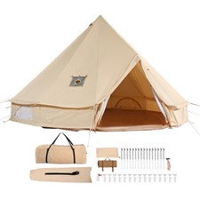 Uimoso Canvas Bell Tent 7 m/22.97ft 4-Season Camping Yurt Tent with Stove Jack