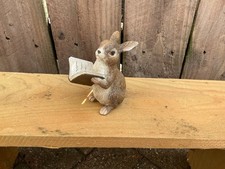 SMALL RESIN RABBIT READING