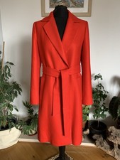 Stunning Zara Bright Red Coat Belted Wrap Heavy Winter Jacket - Size XS