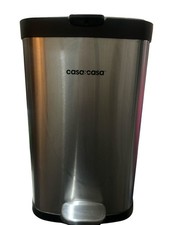 Casa&Casa 20L Metal Kitchen Bin, Soft-Close Lid, Silver And Black, Used