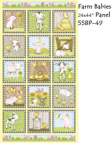 Farm babies block panel - panel, cotton