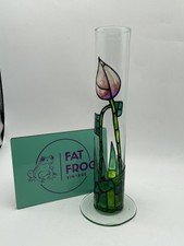 Vintage hand painted stained glass effect vase tall 