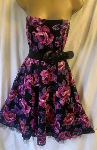 Black rose floral boned fit - boned,