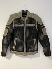 Men's Harley Davidson Padded Jacked Riding Gear Grey Leather & Denim VGC