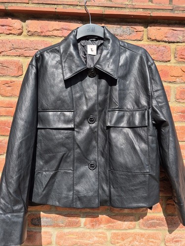 Black faux leather jacket - black,