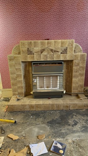 1930s walnut art deco mantle - walnut,