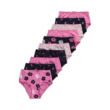 GIRLS 10 PACK BRIEFS KNICKERS UNDERWEAR 100% COTTON AGE 2-14