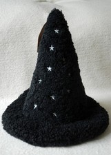 Halloween Black Boucle Witch Hat Shaped Cushion Decorative Pillow 33x30cm