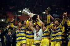 Parma players celebrate with