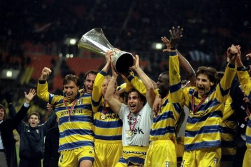 Parma players celebrate - , with