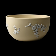 Wedgwood Jasperware Handcrafted Primrose Yellow with Whites Prunus Bowl 12.5cm