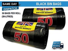 100 HEAVY DUTY BLACK BIN BAGS