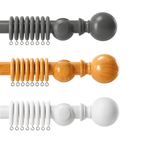 Wooden curtain pole - wooden, set