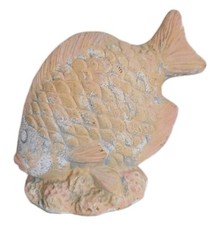 Clay Koi Fish Ornament Light Pink Decorative 4.5"