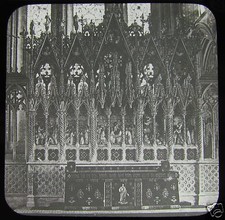 Glass Magic Lantern Slide ELY CATHEDRAL REREDOS C1910 CAMBRIDGESHIRE 