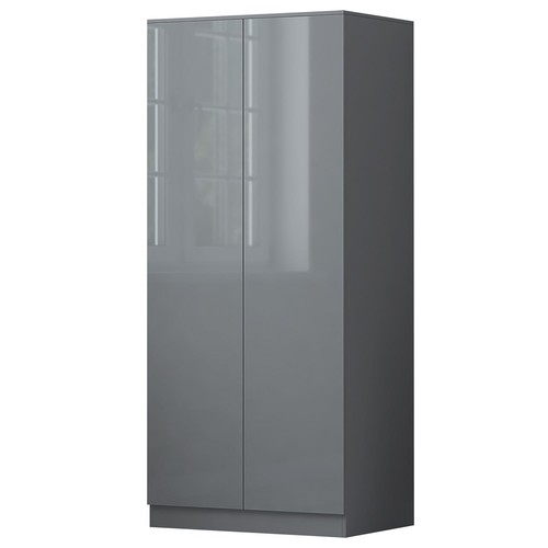 Grey gloss front wardrobe - grey,