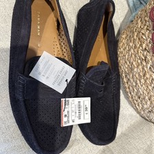 Zara Man Navy Blue Leather Loafers Size 7 - New with Tags Never Worn