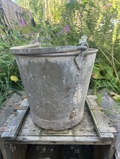 Vintage Riveted Galvanised Farm Bucket/Planter?? ? Heavy Duty Metal