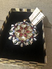 MacKenzie-Childs Glass Christmas Tree Ornament - Snowflake H:12.5 Cm