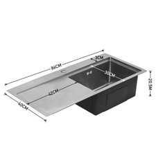 Inset Kitchen Sink Single Bowl Stainless Steel Reversible Drainer Plumbing V