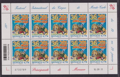 Monaco mini sheet stamps - of, 10