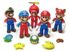 Jakks Pacific Super Mario Suit Figure Toy Bundle X 5 Power Up Accessories Racoon