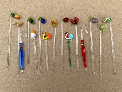 Murano glass swizzle - glass, sticks