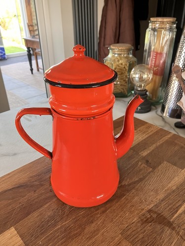 French red enamel - enamel, pot