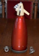 Vintage BOC Sparklets Hostmaster Ruby Soda Syphon inc TWO Metal CO2 Bulb Holders