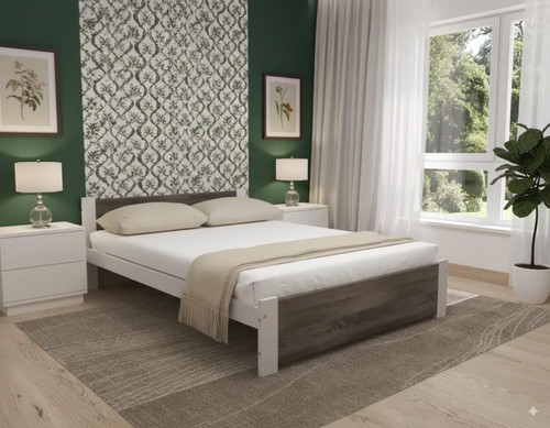 King double bed frame - frame, white