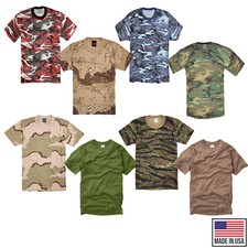 Army T Shirt Original US Made Military Combat Camo Brown Tiger Desert Summer Top